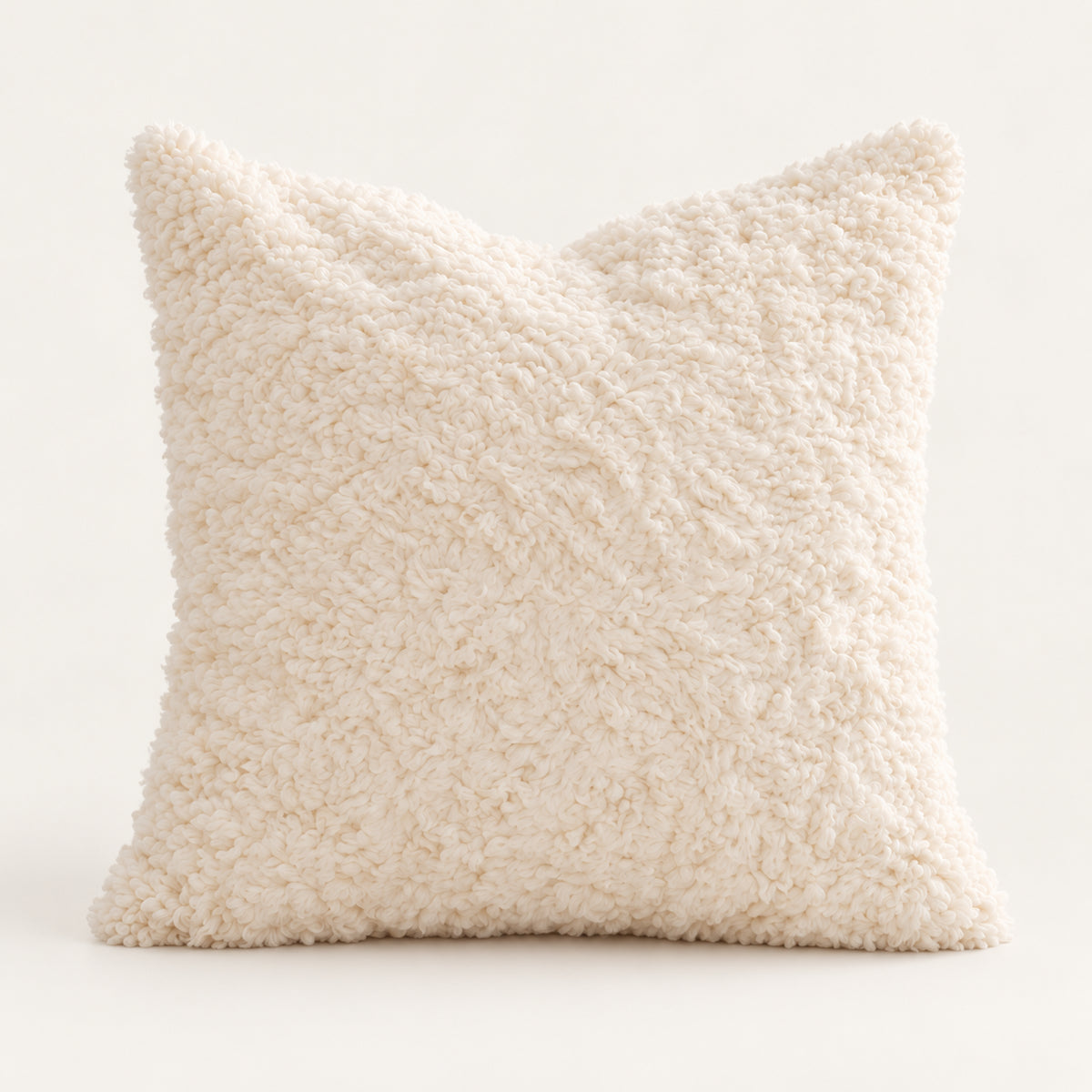 Linden Ivory Textured Plush Pillow Cover