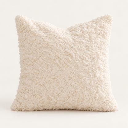 Linden Ivory Textured Plush Pillow Cover